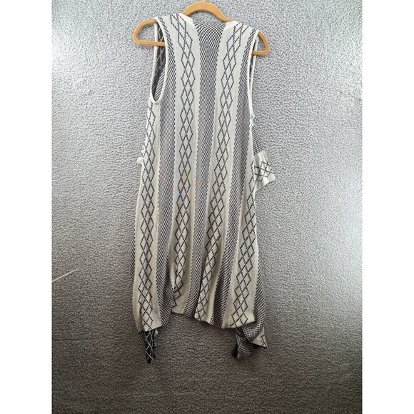 Mia Maddison Sleeveless Open Front Striped & Diamond Patterned Cardigan Size L - Picture 2 of 6
